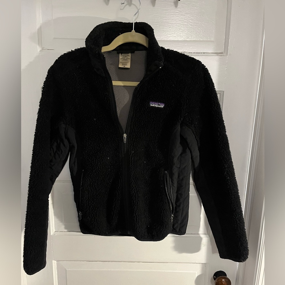 Patagonia Jacket Deep Pile Fleece Sherpa Black Retro-X